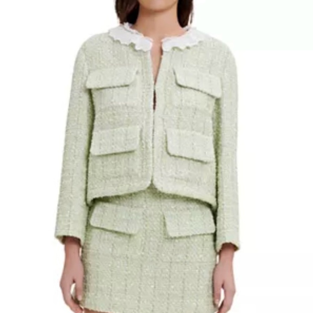 Maje Vinova Metallic Tweed Jacket